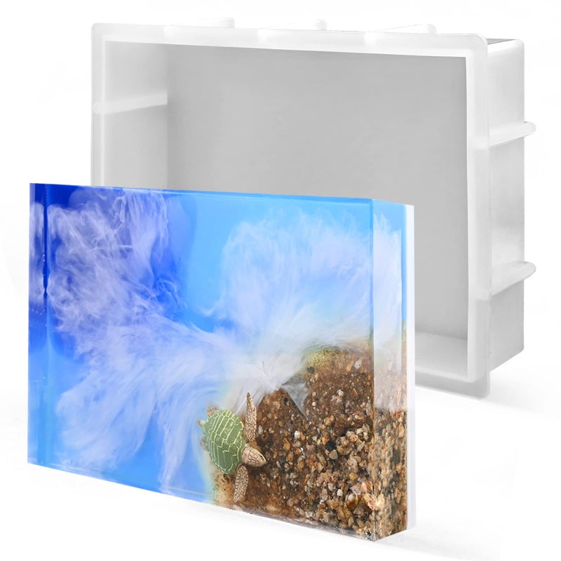 Sakolla 9 Rectangular Silicone Molds for Epoxy Resin Crystal Deep Casting Epoxy Mold for Flowers Preservation DIY Artwork Office Home Decoration
