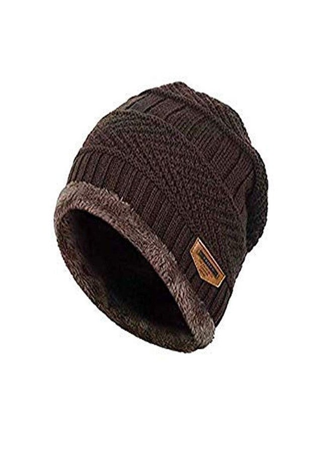 Malvina Woolen Cap, Knitted Skull Cap for Men & Women (Brown) - Image 1