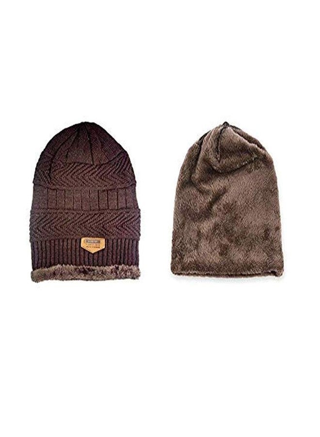 Malvina Woolen Cap, Knitted Skull Cap for Men & Women (Brown) - Image 3