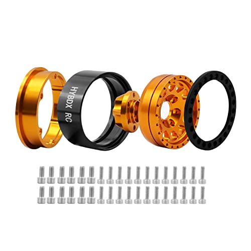 HYBDX Rc 1.9 Inch Aluminum Alloy Beadlock Wheel Rim Hub 4pcs Suit for 1:10 RC Crawler Axial SCX10 SCX10 II TRX4 RC4WD D90. (Golden) - Image 3