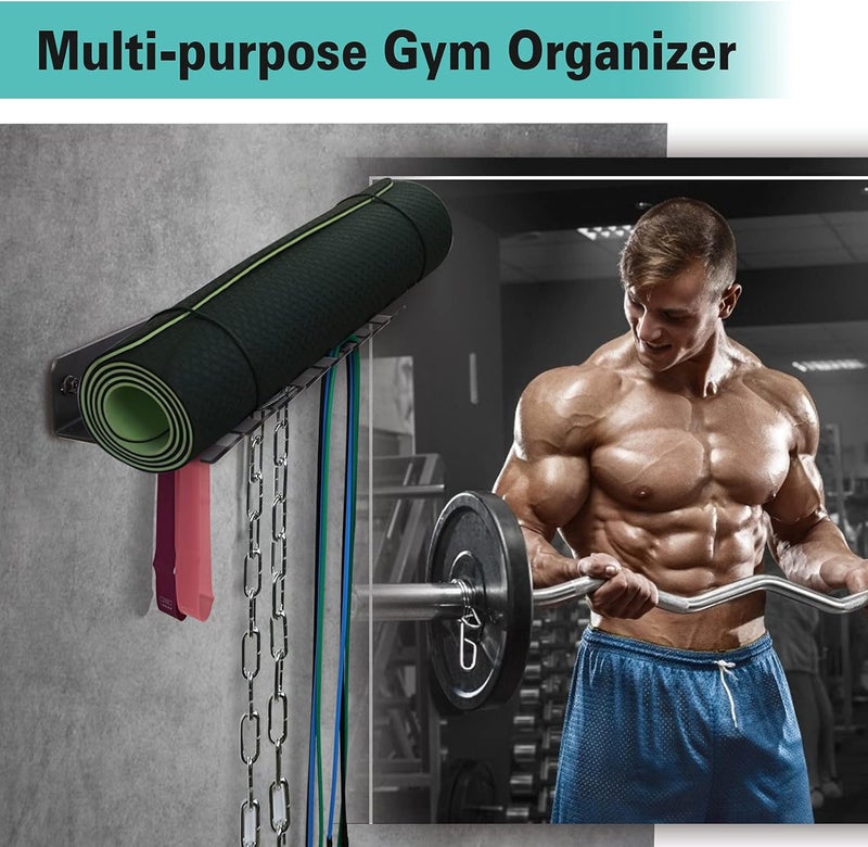 Alvade Multi-Purpose Gym Storage Rack Resistance Bands Hook Home Gym Accessories Storage Fitness Bands Rack Heavy Duty Rack for Resistance Bands, Straps, Jump Ropes, Foam Rollers, Chains - Image 4