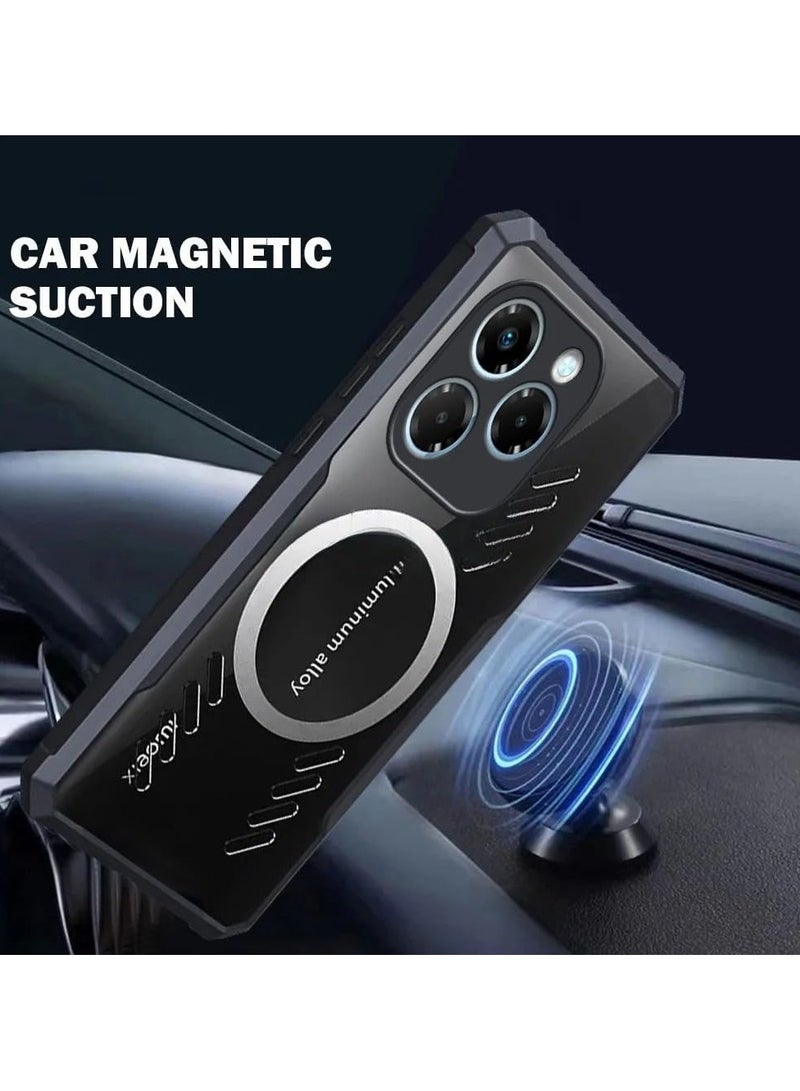 عام غطاء متوافق مع إنفنكس نوت 40X 5G، تصميم يتضمن فتحات لتبديد الحرارة، غلاف هجين من TPU الشفاف وإطار من سبائك الألمنيوم، يوفر حماية وكفاءة في التبريد لإنفنكس نوت 40X. - Image 3