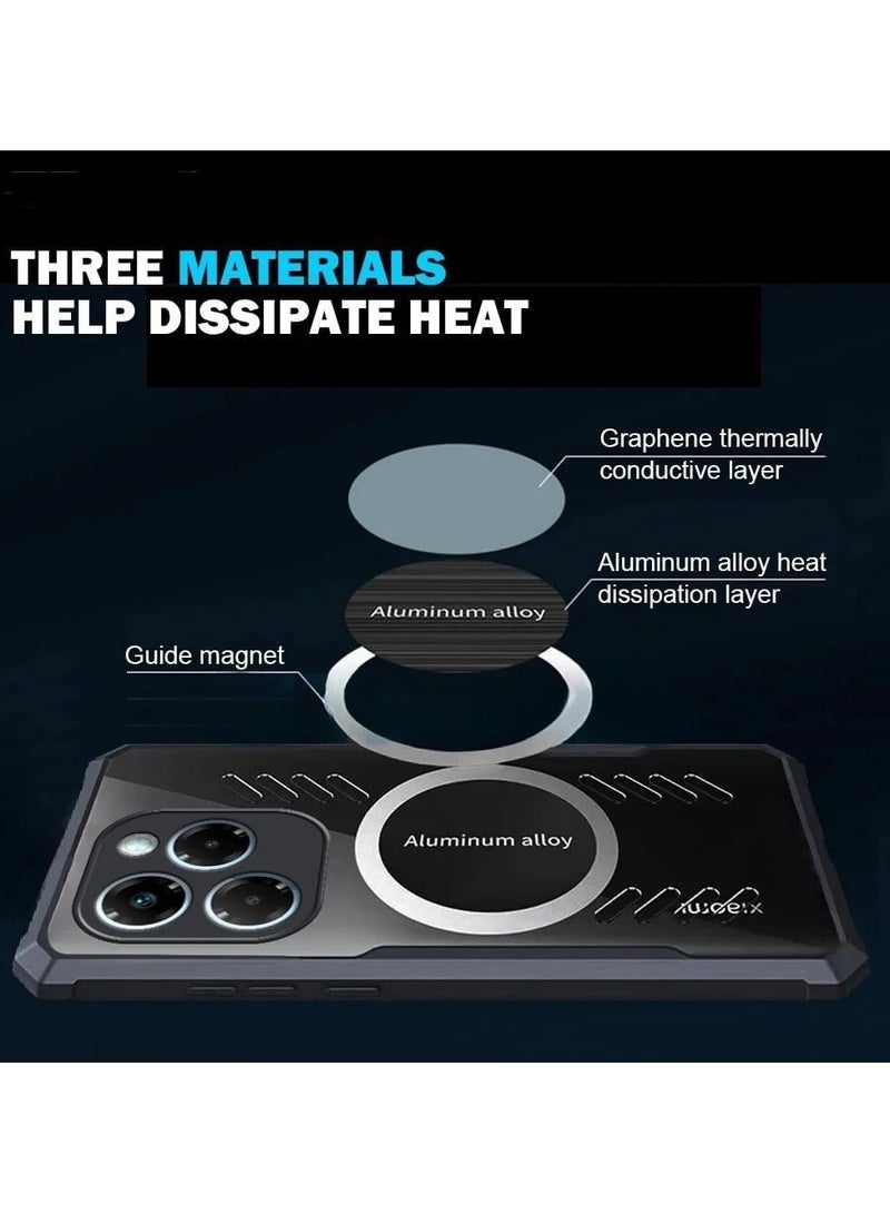 عام غطاء متوافق مع إنفنكس نوت 40X 5G، تصميم يتضمن فتحات لتبديد الحرارة، غلاف هجين من TPU الشفاف وإطار من سبائك الألمنيوم، يوفر حماية وكفاءة في التبريد لإنفنكس نوت 40X. - Image 5