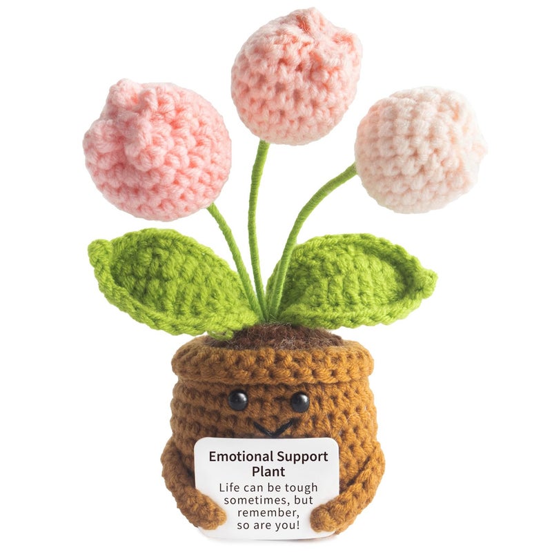MS ZHENQIAO Handmade Positive Tulip Flower Crochet - Life is Tough But So are You - Inspirational Gift for Women - Thank You, Appreciation, Positive Gift for Teacher, Mom, Friend, Coworker - Image 1