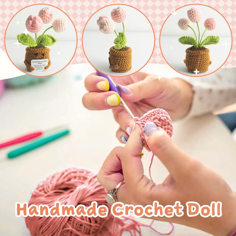 MS ZHENQIAO Handmade Positive Tulip Flower Crochet - Life is Tough But So are You - Inspirational Gift for Women - Thank You, Appreciation, Positive Gift for Teacher, Mom, Friend, Coworker - Image 4