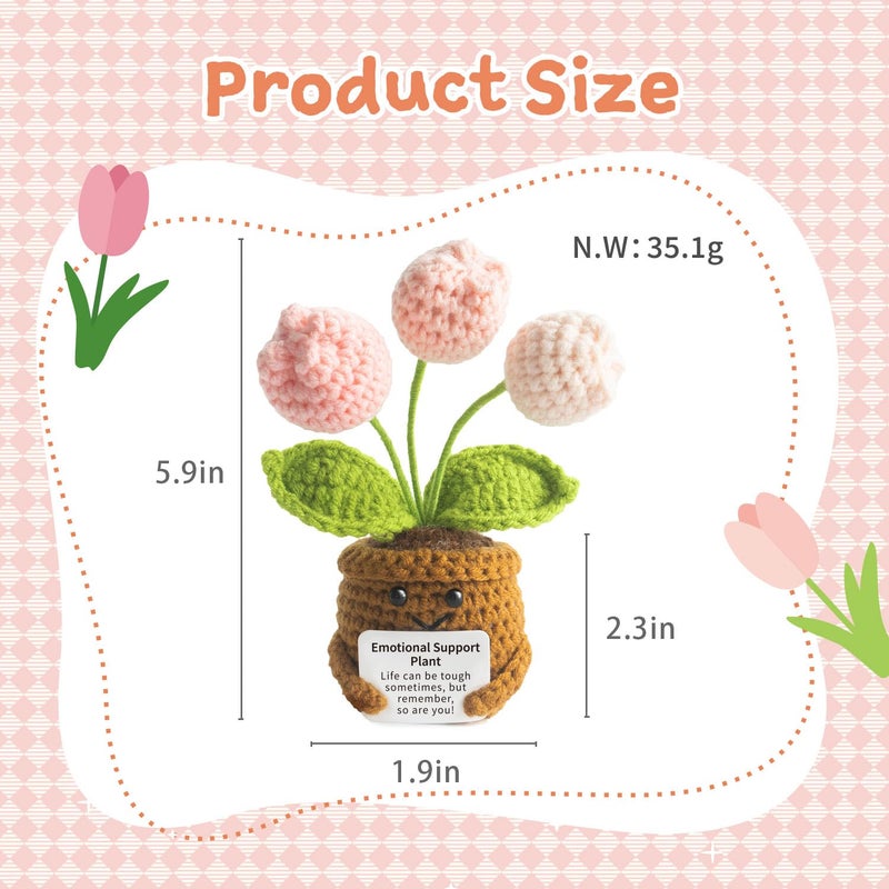 MS ZHENQIAO Handmade Positive Tulip Flower Crochet - Life is Tough But So are You - Inspirational Gift for Women - Thank You, Appreciation, Positive Gift for Teacher, Mom, Friend, Coworker - Image 2