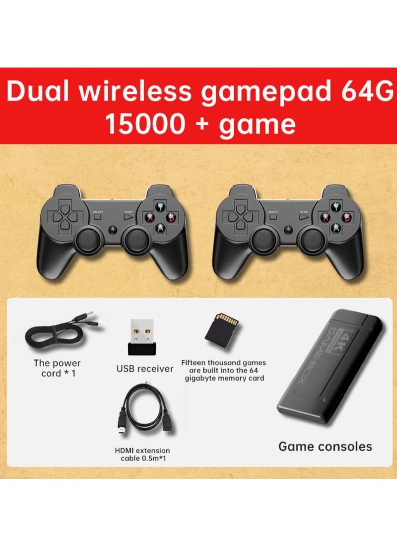4K HD video game console, dual 2.4G wireless controllers, plug-and-play video game stick, built-in 15,000 games, retro handheld game console  - Image 1