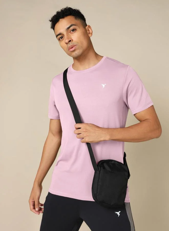 Technosport Men Solid Slim Fit Crew Neck T-Shirt