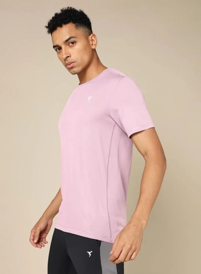 Technosport Men Solid Slim Fit Crew Neck T-Shirt