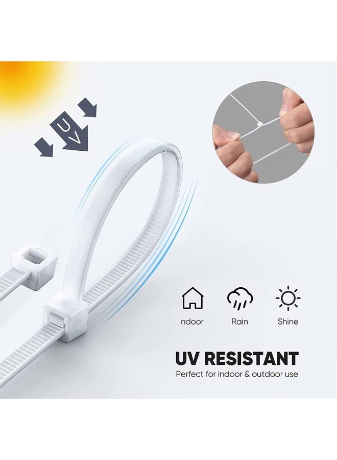 عبوة من 100 رباط كابل أبيض، أربطة نايلون بسحاب، أربطة بلاستيكية 100 مم × 3 مم، آلية قفل ذاتي آمنة للمنزل والحديقة والمكتب - Image 3