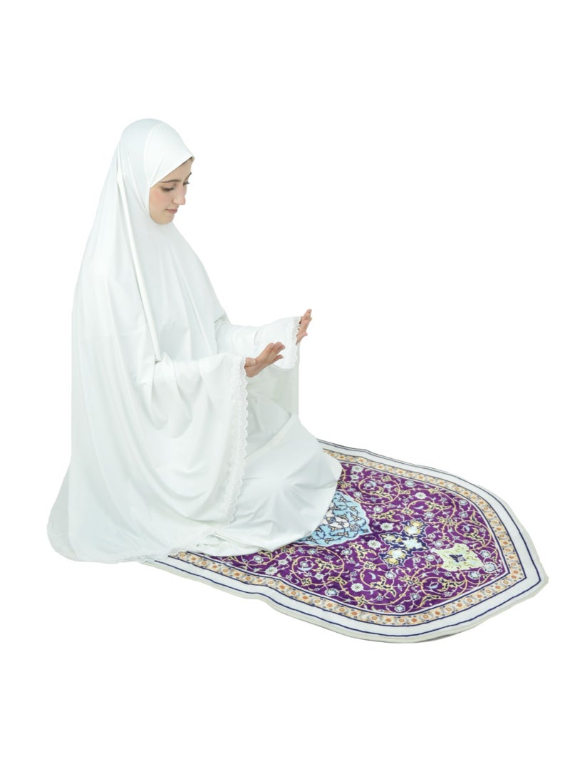 DAMAS COLLECTION Two Piece Islamic prayer dress women with Lace - Prayer Clothes for Women - Prayer Abaya For women - Jilbab 2 piece, Umrah essentials for women - Prayer set  - Image 3
