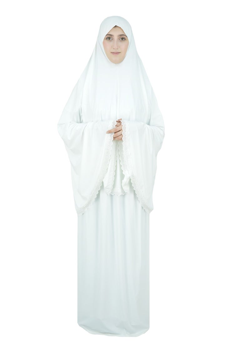 DAMAS COLLECTION Two Piece Islamic prayer dress women with Lace - Prayer Clothes for Women - Prayer Abaya For women - Jilbab 2 piece, Umrah essentials for women - Prayer set  - Image 4