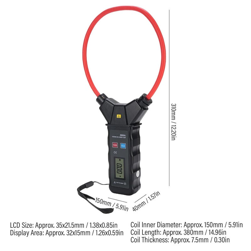 مقياس تيار متردد (AC Current Clamp Meter)، قدرة تيار من 0 إلى 5000 أمبير، جهد من 0 إلى 6000 فولت، مقياس رقمي مرن مزود بشاشة LCD مضيئة من الخلف، لاختبار الأسلاك الكهربائية النشطة وكشف الجهد الكهربائي الناتج عن التوصيلات غير الصحيحة (NCV Detection). - Image 2
