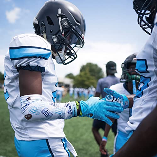 Battle Sports MM 2.0 Neon Blue Wide Receiver Football Gloves, Ultra Stick Adult & Youth Gloves - Adult Large, Neon Blue - Image 5