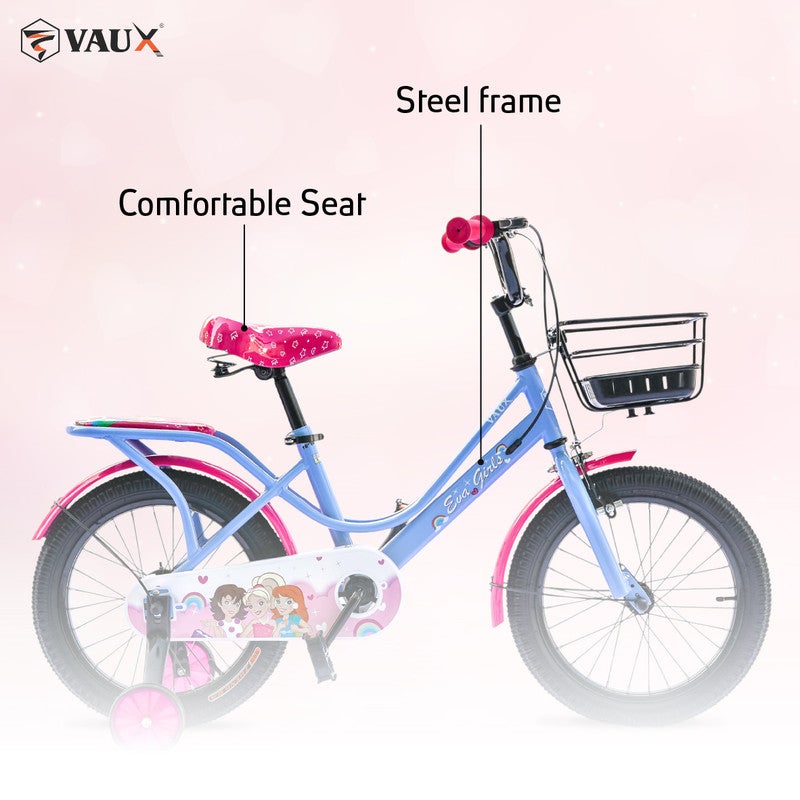 Vaux Eva 16-Inch Girl Bike | 16-Inch Wheel Size | Adjustable Seat | With Training Wheels | Blue Color - Image 3