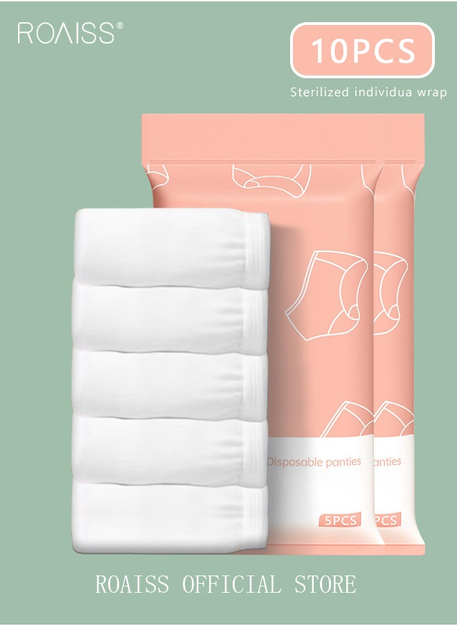 roaiss 10 Pack Set Women's Disposable Briefs Pregnant Confinement Postpartum Sterile High Stretch Panties Mid-waist Hygiene Soft Underpants Individual Package Underwear White  - Image 2