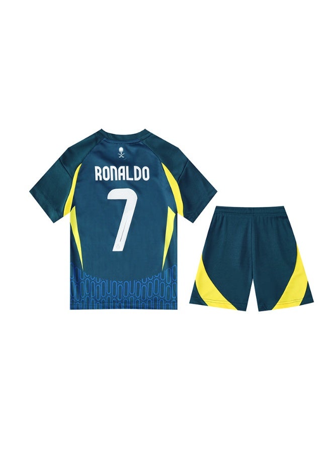 Ronaldo 2025 الرياض بعيدا كرة القدم الرياضية#7 رونالدو كرة القدم جيرسي السراويل دعوى الأطفال حجم هدية للجماهير والأصدقاء - Image 1