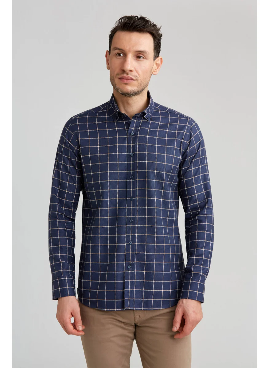 Bisse Sports ShirtRegular Fitu.kolpaşa Collar Plaid Yellow GMEKS0122300219_D17