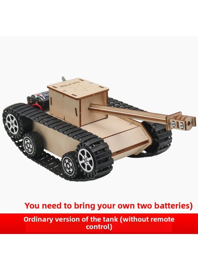 Ordinary Version Of Ares Tank Electric Simulation Model Primary School Students Science And Technology Small Invention Interesting Self-made Track Tank Car-Color:Ordinary Version Of The Ares Tank (no Remote Control)  - Image 1