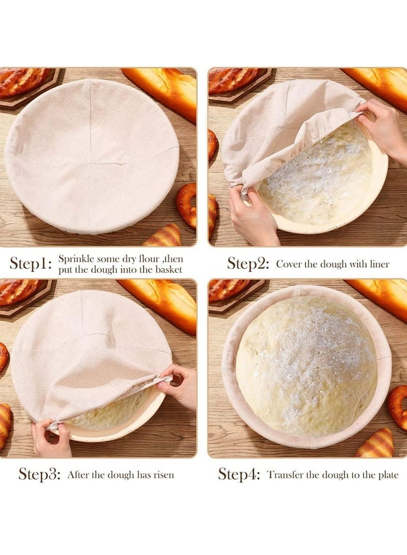 Bread Proofing Basket Set, 10inch Round Rattan Bowl with Liner Baking Supplies for Artisan Sourdough Bread Making - Image 5