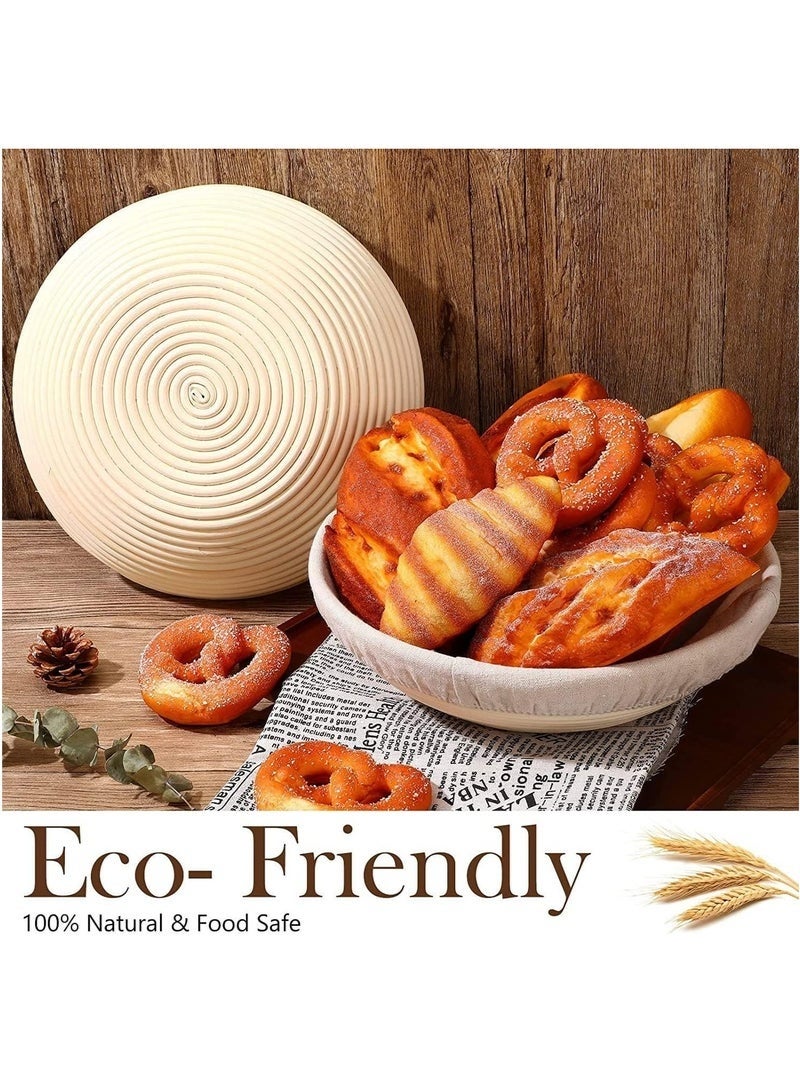 Bread Proofing Basket Set, 10inch Round Rattan Bowl with Liner Baking Supplies for Artisan Sourdough Bread Making - Image 2