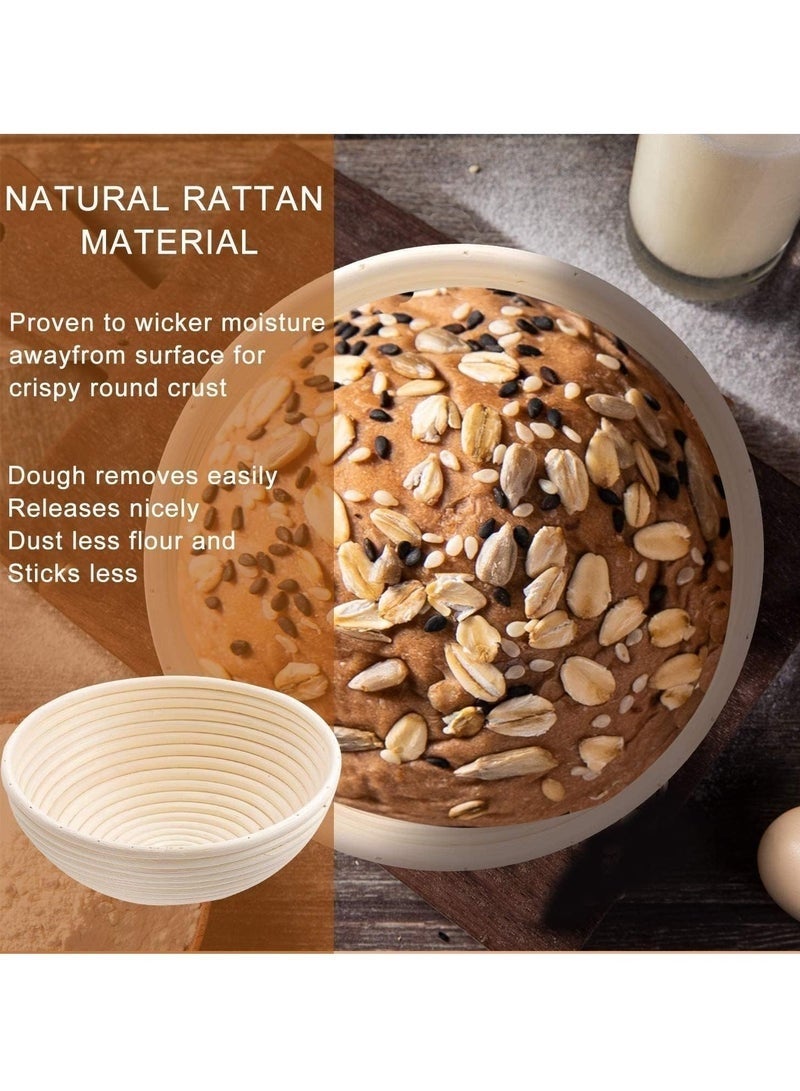 Bread Proofing Basket Set, 10inch Round Rattan Bowl with Liner Baking Supplies for Artisan Sourdough Bread Making - Image 4