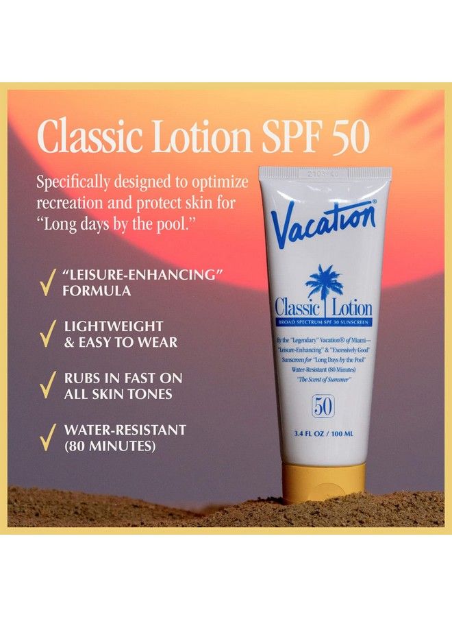 VACATION Classic Sunscreen Lotion Spf 50 With Air Freshener Water Resistant Broad Spectrum Sunscreen Sun Block Vegan Sun Tanning Lotion Body Lotion With Spf Spf 50 Sunscreen Suntan Lotion - Image 3