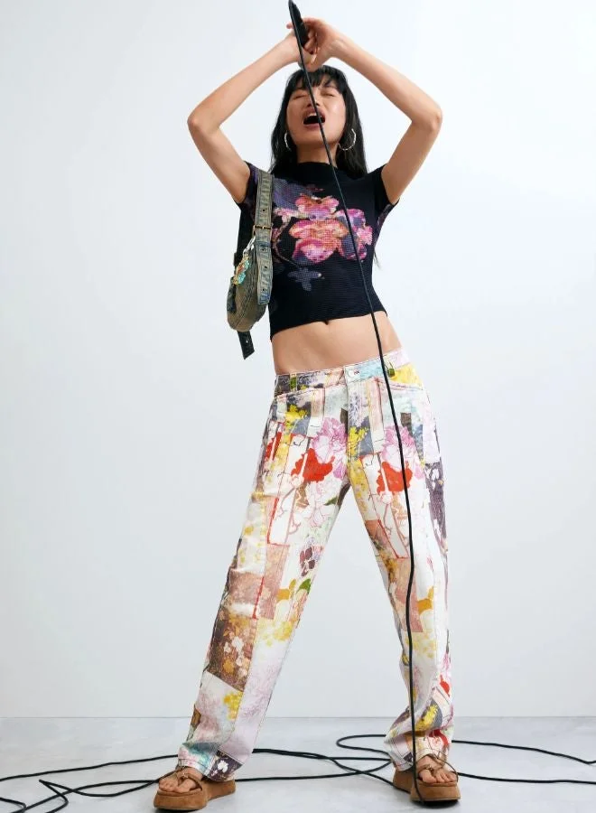 DESIGUAL Printed High Neck Blouse