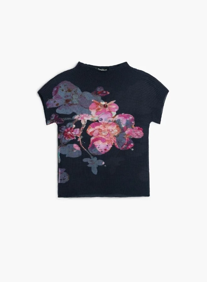 Desigual Black Printed High Neck Blouse for Women | Best Price UAE