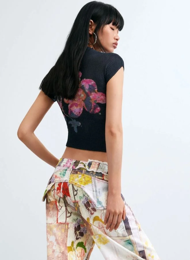 Desigual Black Printed High Neck Blouse for Women | Best Price UAE