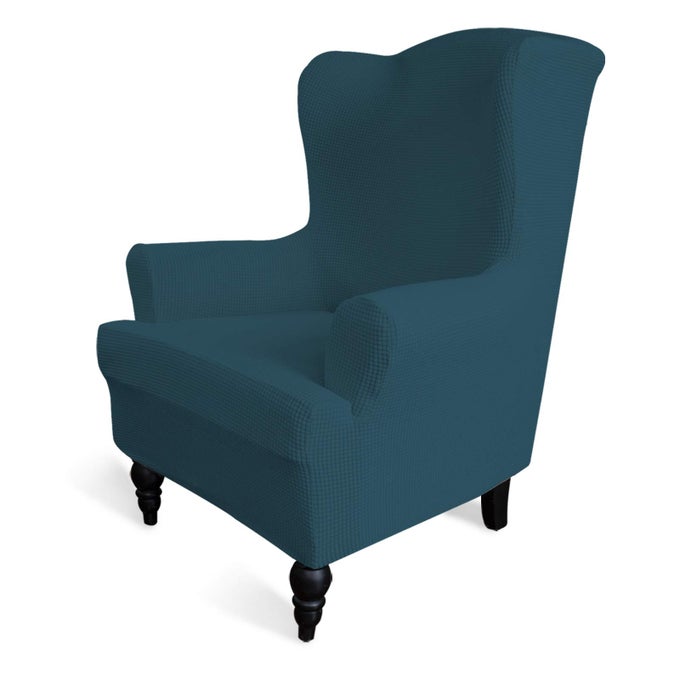 EASYGOING STRETCH WINGBACK CHAIR SOFA SLIPCOVER 1PIECE SOFA COVER FURNITURE PROTECTOR COUCH SOFT WITH ELASTIC BOTTOM POLYESTER SPANDEX JACQUARD FABRIC SMALL CHECKSWING CHAIRDEEP TEAL
