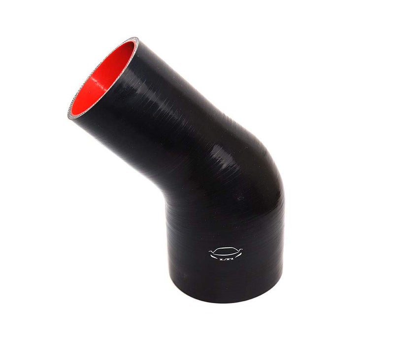 TenkeAuto High Performance 4-Ply Reinforced 3"-4" ID 45 Degree Elbow Reducer Coupler Silicone Hose Turbo/Intercooler/Piping (3''-4'', BLACK) - Image 3