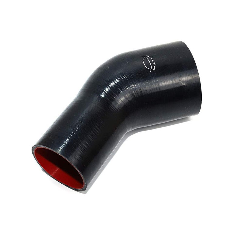 TenkeAuto High Performance 4-Ply Reinforced 3"-4" ID 45 Degree Elbow Reducer Coupler Silicone Hose Turbo/Intercooler/Piping (3''-4'', BLACK) - Image 2