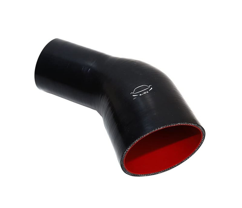TenkeAuto High Performance 4-Ply Reinforced 3"-4" ID 45 Degree Elbow Reducer Coupler Silicone Hose Turbo/Intercooler/Piping (3''-4'', BLACK) - Image 4
