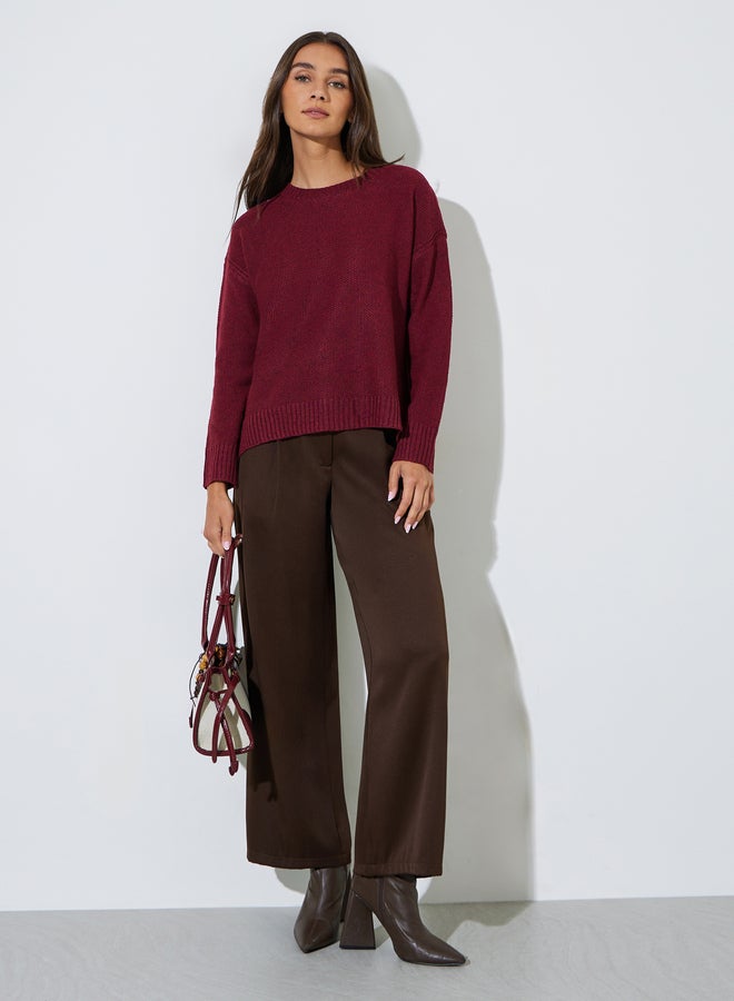 Styli Burgundy Boxy Fit Knit Sweater - Image 2