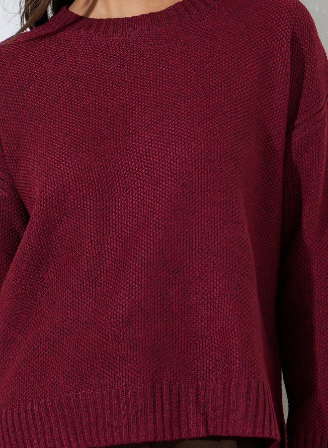 Styli Burgundy Boxy Fit Knit Sweater - Image 3