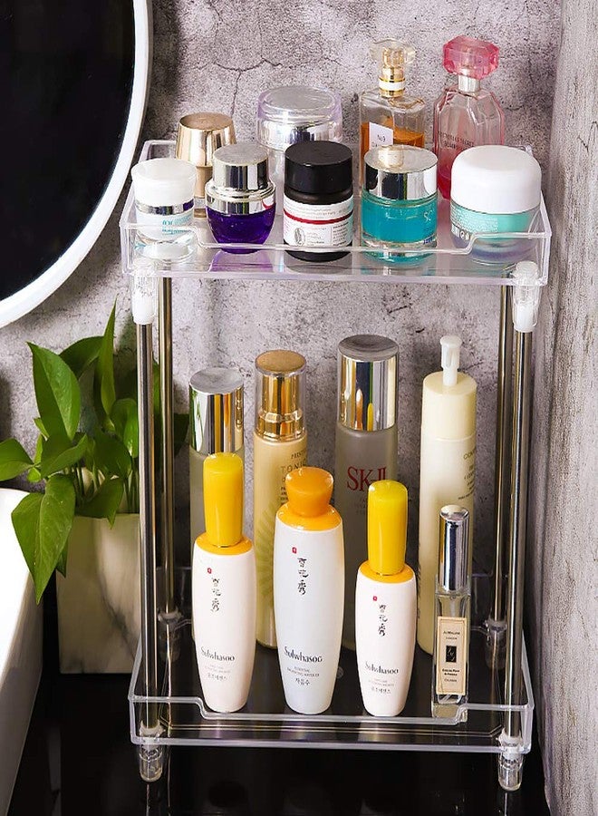 Hpenp 2-Tier Bathroom Countertop Organizer - Vanity Tray Cosmetic Skincare Makeup Storage - Kitchen Spice Rack Standing Shelf（2-Tier） - Image 3