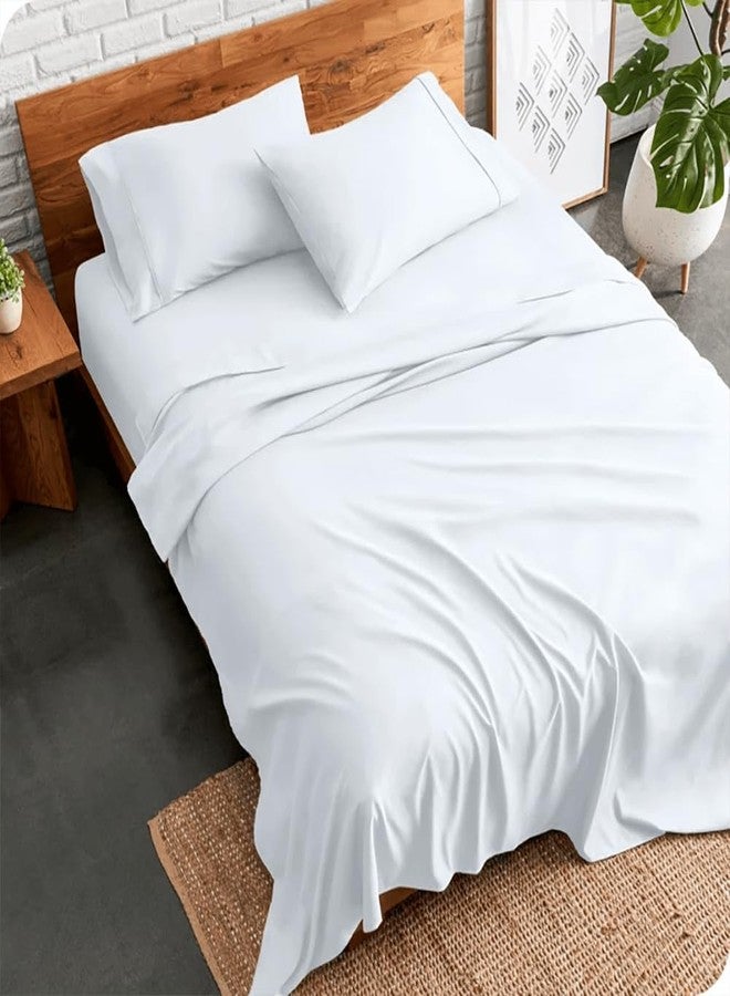 Hashcart King Size Bedding Set | 4 Piece Bed Sheet Set | Easy Fit Deep Pockets Elastic Sheet with Flat Sheet & Pillowcases| Extra Soft & Wrinkle Free Sheets | Shrinkage & Fade Resistant [White] - Image 2