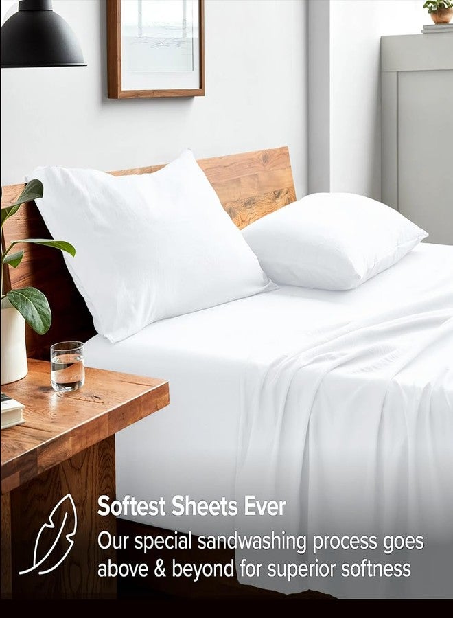 Hashcart King Size Bedding Set | 4 Piece Bed Sheet Set | Easy Fit Deep Pockets Elastic Sheet with Flat Sheet & Pillowcases| Extra Soft & Wrinkle Free Sheets | Shrinkage & Fade Resistant [White] - Image 3