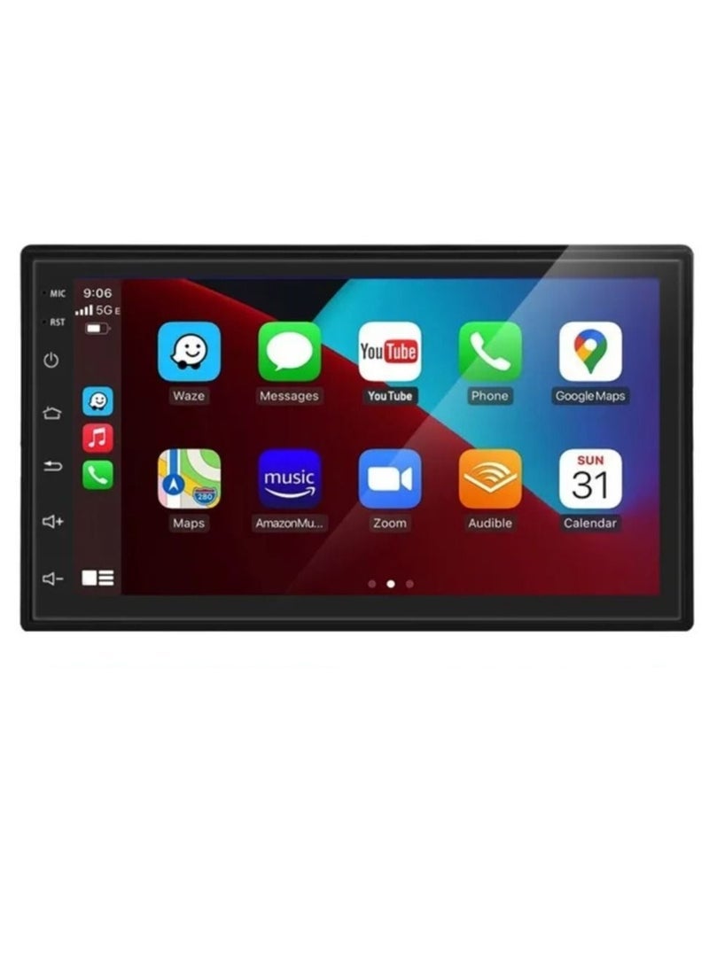 رايموس شاشة أندرويد عالمية مقاس 7 بوصات 2 جيجا بايت من ذاكرة الوصول العشوائي تدعم Apple Carplay Android Auto AHD Camera وشملت شاشة Bluetooth USB تعمل باللمس - Image 1