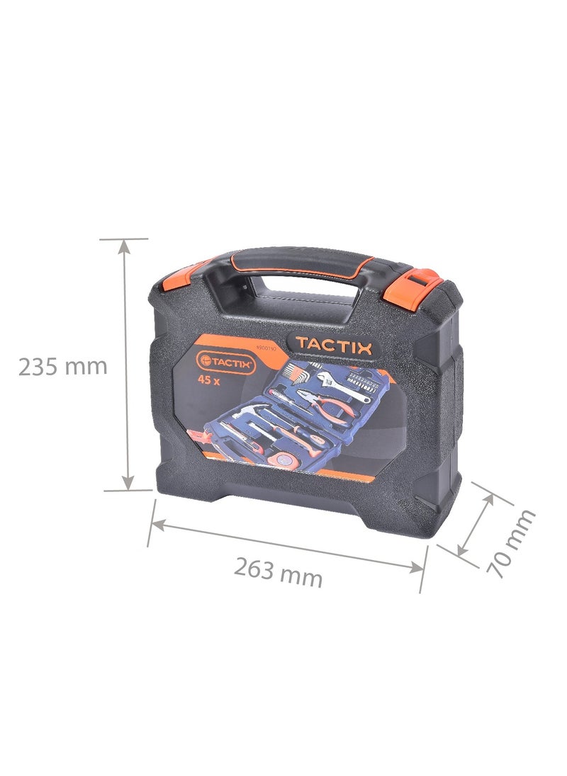 Tactix - Tactix 45 Piece Home Use Tool Set, General Household Hand Small Tool Kit with Plastic Toolbox Storage Case, Essential Hand Tools for DIY & Repairs- 900192 - Image 1