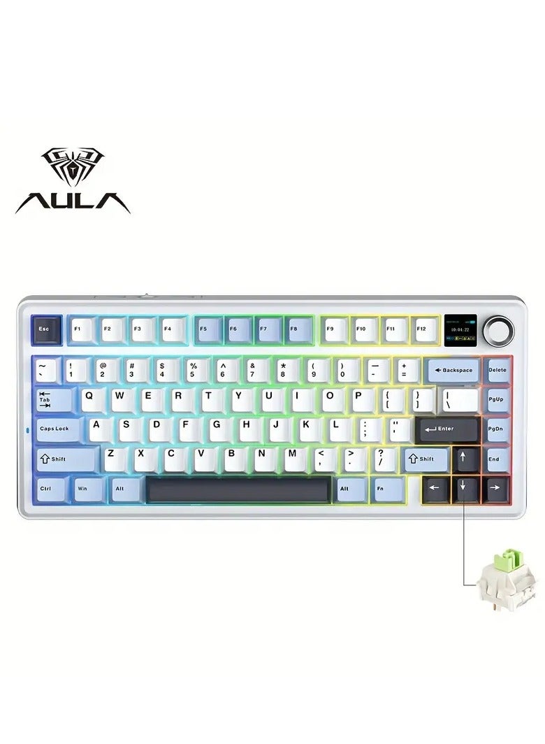 AULA Aula F75 MAX pad mechanical keyboard, 75% wireless hot swappable gaming keyboard with five layers of pads and knobs, Bluetooth/2.4GHz/USB-C, RGB - Image 1