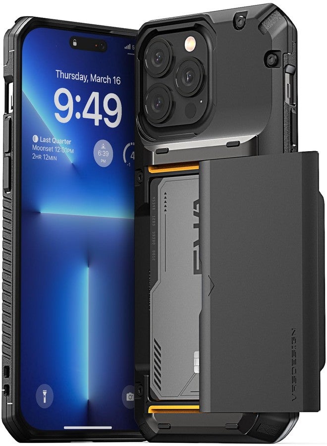 VRS DESIGN Damda Glide Pro Phone Case for iPhone 13 Pro Max, Sturdy Semi Auto Wallet [4 Cards] Case with Card Slot Holder, Compatible for iPhone 13 Pro Max Case (2021) (Black) - Image 1