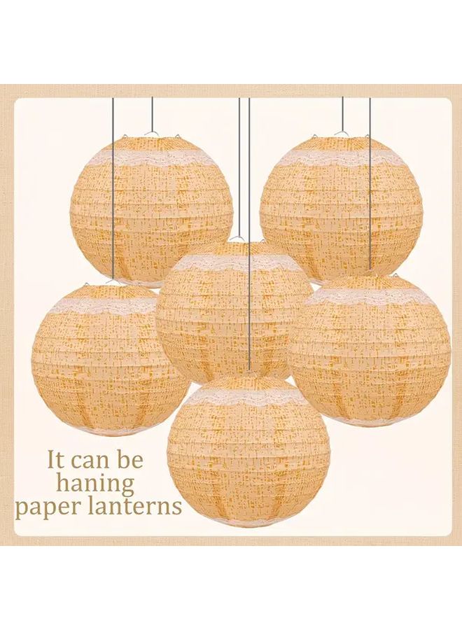 3 Piece Coarse Linen Lace Printed Paper Lanterns Bohemian Indoor Decor - Image 2