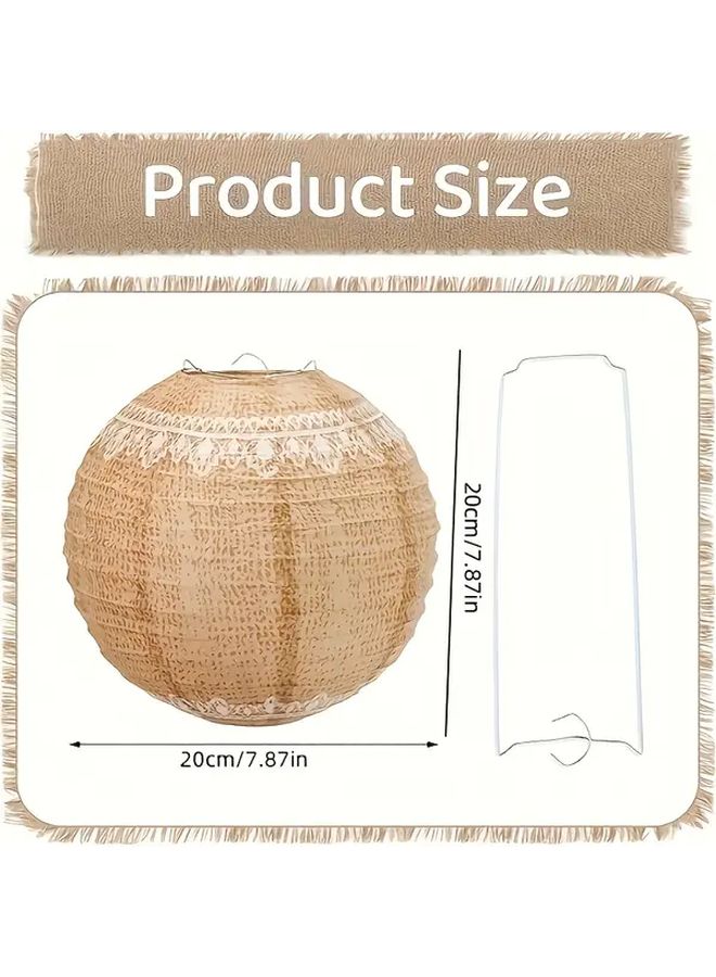 3 Piece Coarse Linen Lace Printed Paper Lanterns Bohemian Indoor Decor - Image 4