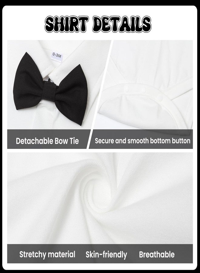 Juivesia Baby Boy Clothes Suits Infant Gentleman Wedding Outfit Formal Dress Shirt Vest Bowtie Pants 4Pcs Baby Suit Sets (Black, 6-12 Months) - Image 5