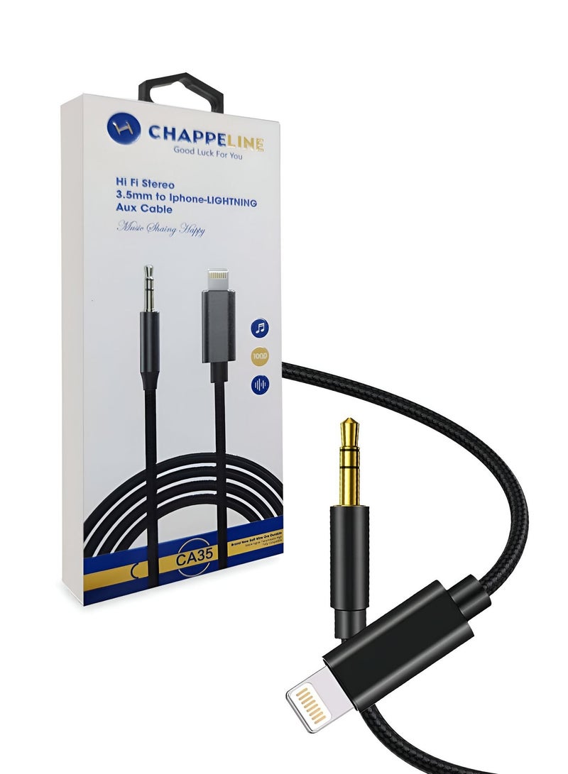 CHAPPELINE CA35 Premium Quality AUX Adapter for Iphone's (Lightning to 3.5MM Audio Cable) - Black