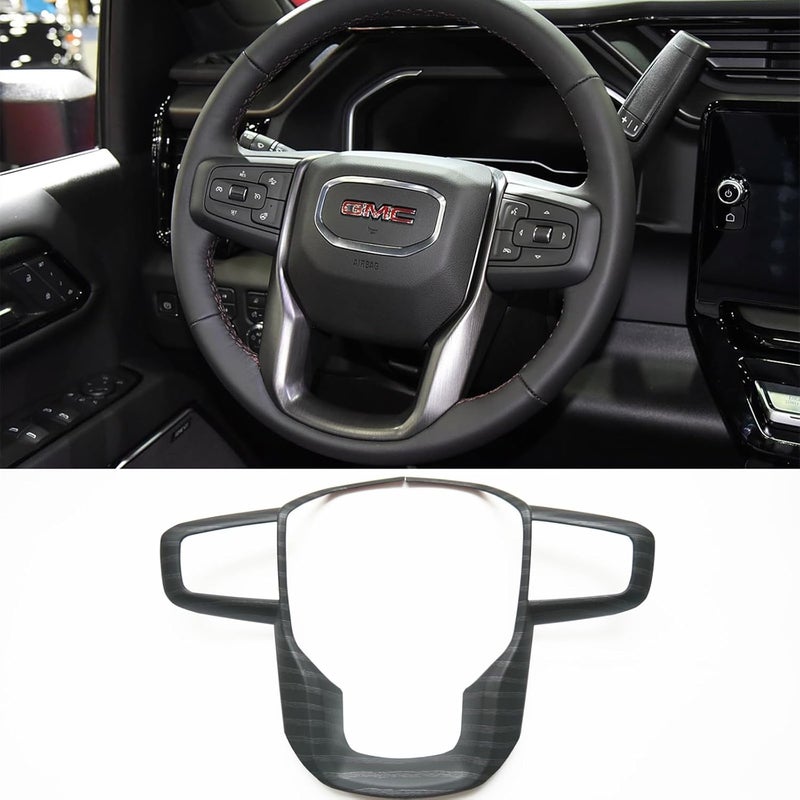 ZiWen New Steering Wheel Cover Trim for GMC Sierra 1500 2500HD 3500HD 2020 2021 2022 2023 2024 2025 Yukon XL 2021 2022 2023 2024 2025 (Black Wood Pattern) Reliable daily use design - Image 1