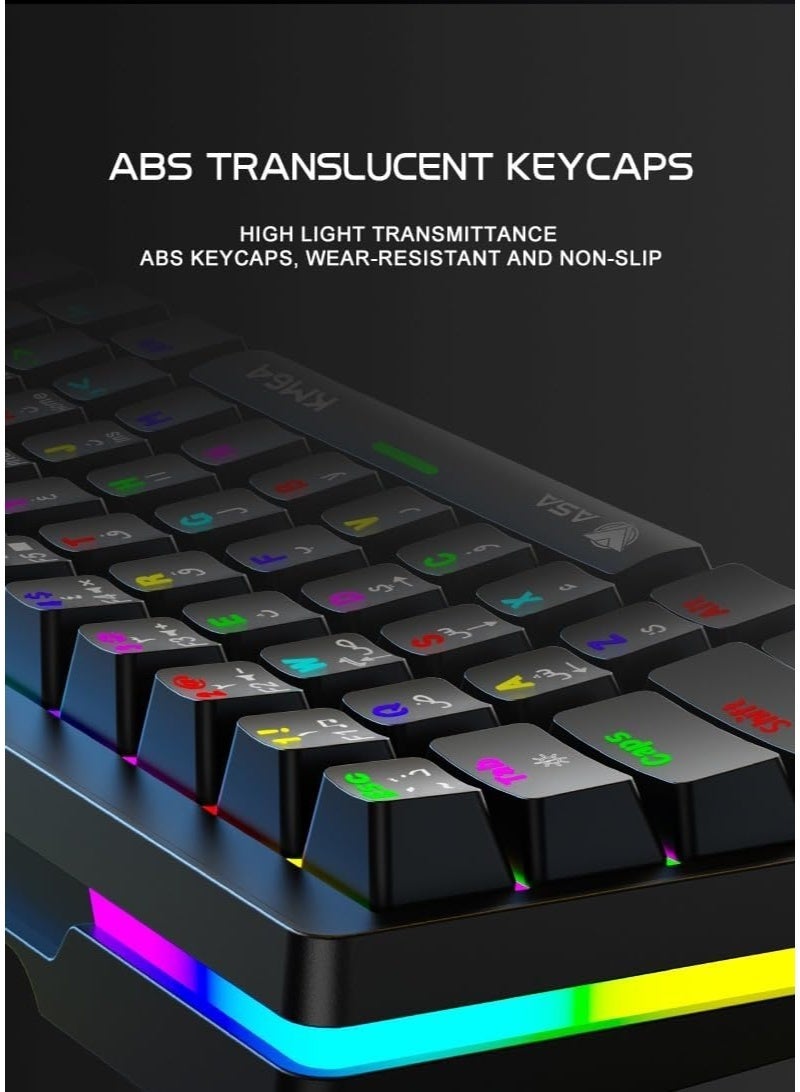 ASA KM64 2-in-1 Mechanical Gaming Keyboard & RGB Gaming Mouse Combo – 64-Key Hot-Swappable Keyboard, 8000 DPI Mouse, Type-C Wired, PS5 & Windows Compatible - Image 5