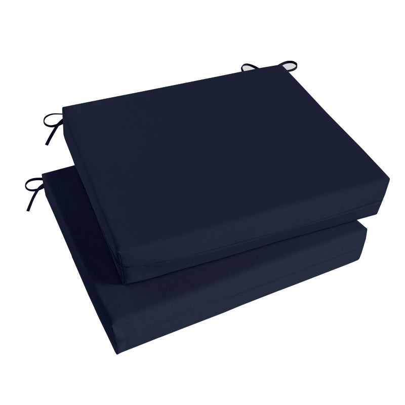 Basic Beyond Outdoor Chair Cushions Set of 2 Square Corner Outdoor Cushions for Patio Furniture Water Resistant Patio Chair Cushions with 2 Ties 185x16x3 Navy - Image 2